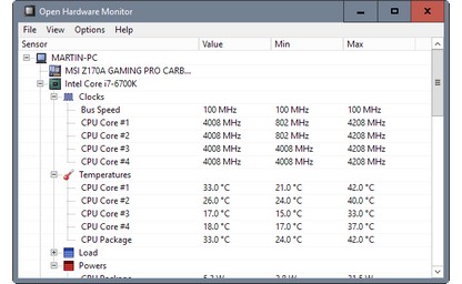 Image of Open Hardware Monitor screenshot.